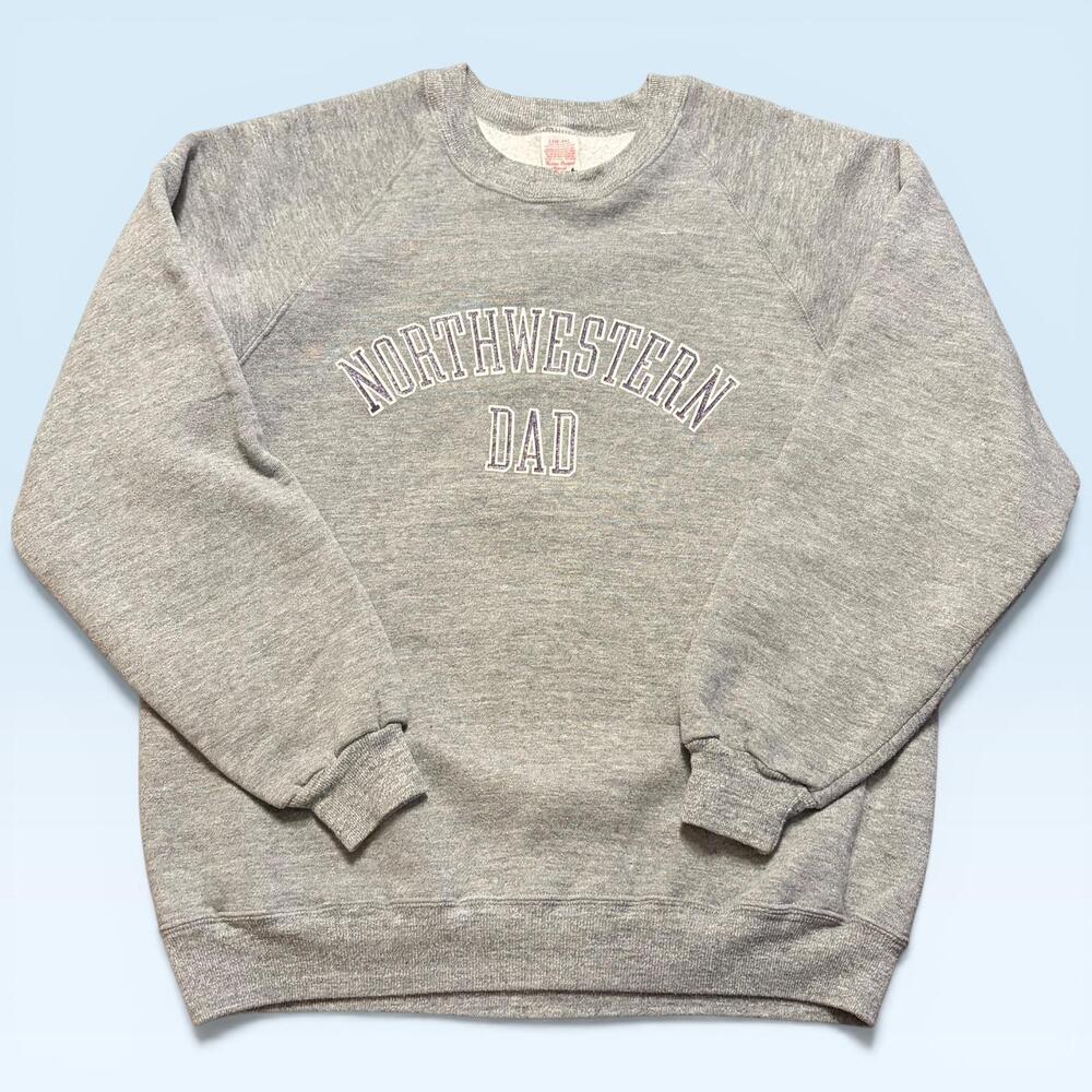 Vintage Northwestern Dad Sweatshirt Mens Large Gray Fleece College Rival USA 90s